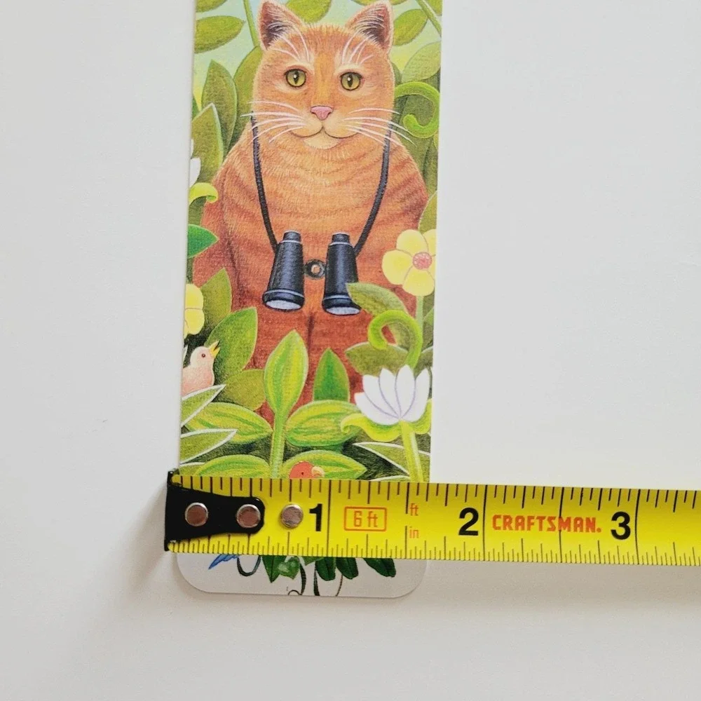 Vintage 90s Birdwatching Cat Bookmark, Elizabeth King Brownd, Artworks 1993 EB02